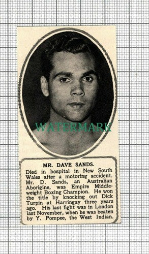 C2520) Mr Dave Sands New South Wales Boxing Champion Dies - 1952 Clip SMALL!