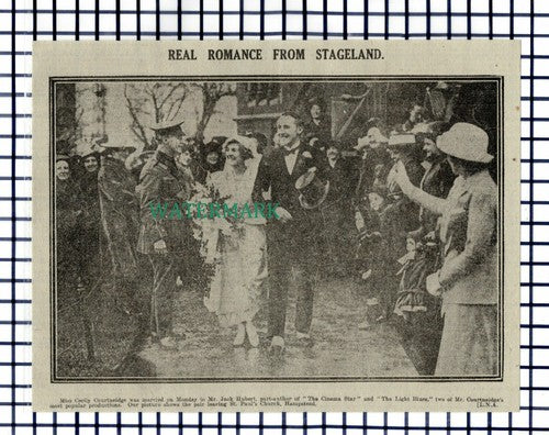 (8274) Miss Cecily Courtneidge Mr Jack Hubert St Paul's Hampstead - 1916 Cutting