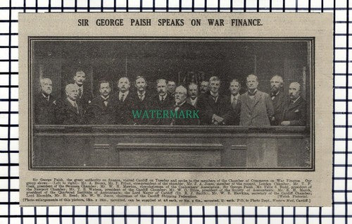 C7146) Sir George Paish Fifoot Mewton Felix Budd  Lord Rhondda -  1916 Cutting