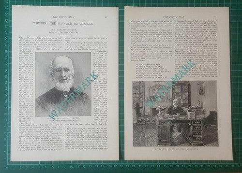 (128) John Greenleaf Whittier Quaker Poet Amesbury Massachusetts -  1896 Article