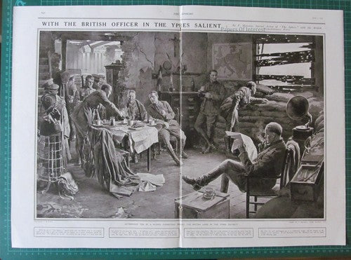 British Officers Ypres Salient Matania World War One WW1 -1915 Centrefold Print