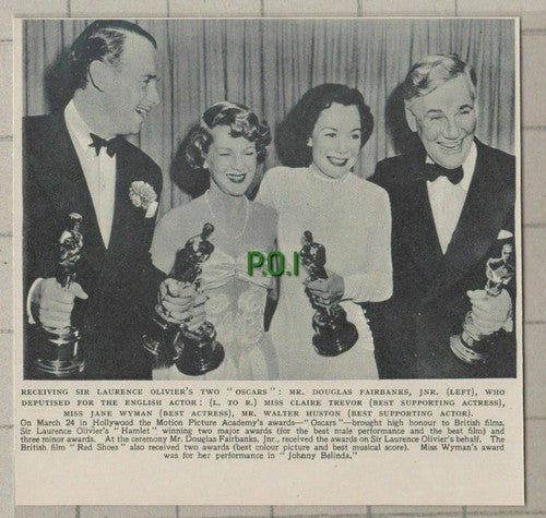 (C527) Douglas Fairbanks Claire Trevor Jane Wyman Walter Huston Oscars  - 1949