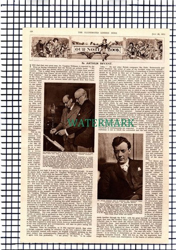 Dr Ralph Vaughan Williams Composer -  1952 Article / Print