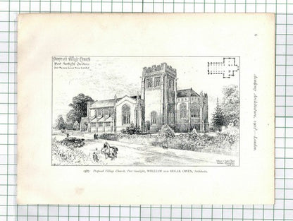 Port Sunlight Church Cheshire / St Patrick's Cathedral New York Caroe 1902 Print