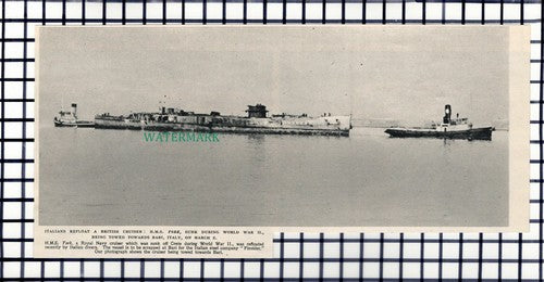 C6694) HMS YORK Refloated By Italian Divers Bari Finsider -  1952 Cutting