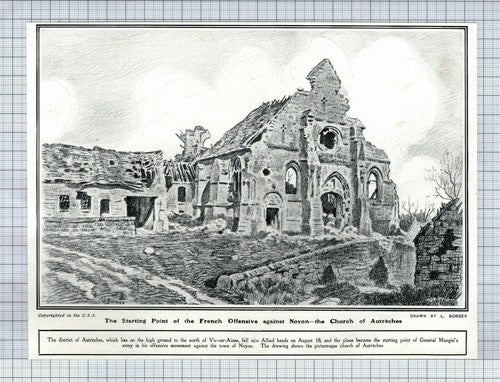 (6298) The Church Of Autreches France World War One - 1918 Clip