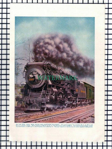 (7308) New York New Haven Hartford Railroad USA Locomotive  - 1930s Print