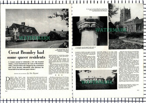 (7523) Great Bromley Essex Black Boy Inn Spread Eagle - 1966 Article