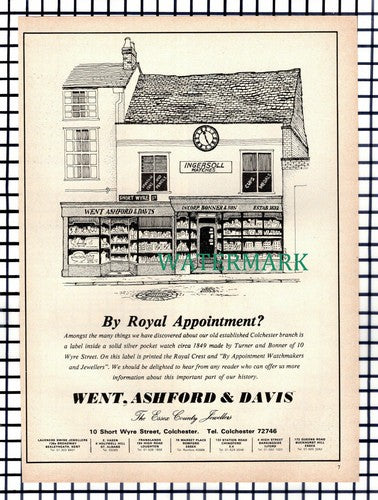 (7135) Went Ashford & Davis Short Wyre St Colchester Essex Advert - 1975 Cutting