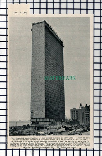 C6348) United Nations Building New York - 1950  Cutting