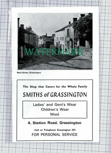 (C577) Smiths of Grassington Shop Advert   - c.1960s Cutting