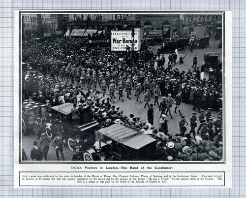 (5690) Carabinieri Band Italy In London WW1  - 1918 Clip