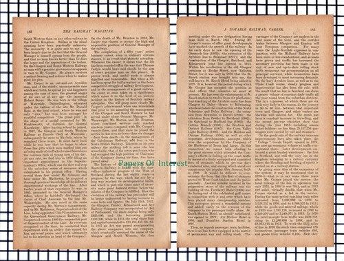 Mr David Cooper Glasgow & South Western Railway Manager  -  1917 Article