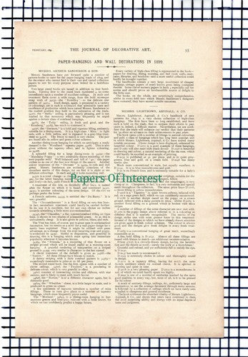 X1170) Messrs Arthur Sanderson  Lightbown Aspinall & Co Decoration  1899 Cutting