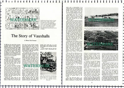 The Story of Vauxhall Cars Fulk le Breant  - 1973 Article