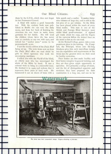 Normal College Norwood Blind Pupils Dr Campbell Helen Keller  - c.1909 Article