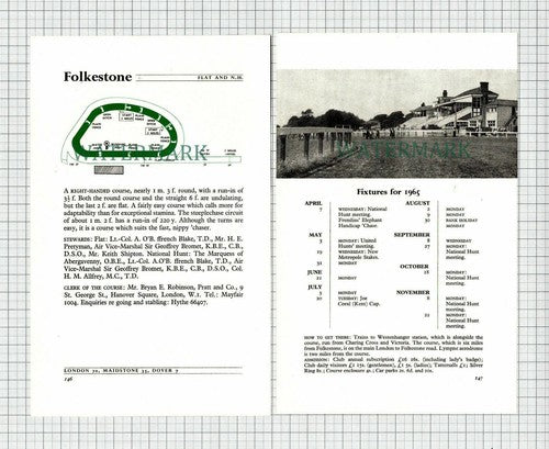 (7490) FOLKESTONE Racecourse Horse Racing - 1965 2-Part Cutting