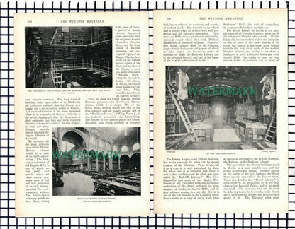 (7420) World's Famous Libraries British Museum Harrow  ~   c.1901 7-Side Article