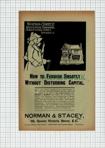 C7589) Norman & Stacey Artistic House Furnishers London Advert - 1901 Cutting