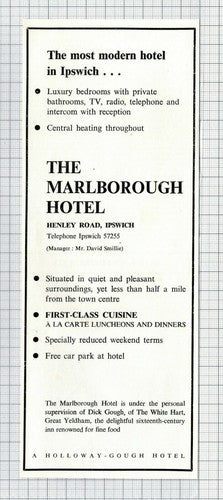 The Marlborough Hotel Ipswich Suffolk David Smillie Dick Gough -   1967 Advert