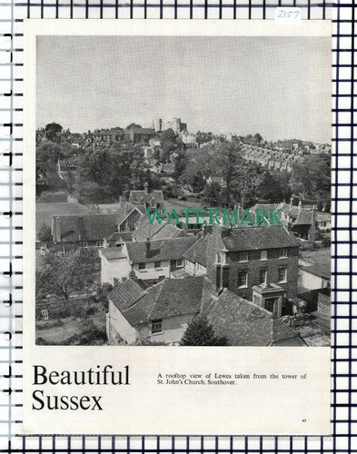 Lewes Sussex Rooftop View - 1965 Clipping / Print