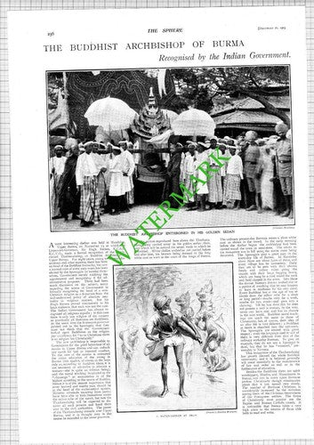 Thathanabaing Buddhist Archbishop Of Burma  Sir Hugh Barnes - 1903 News Page