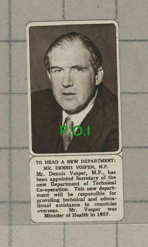 C1976) Mr Dennis Vosper Minister of Health - 1961 Clip SMALL!