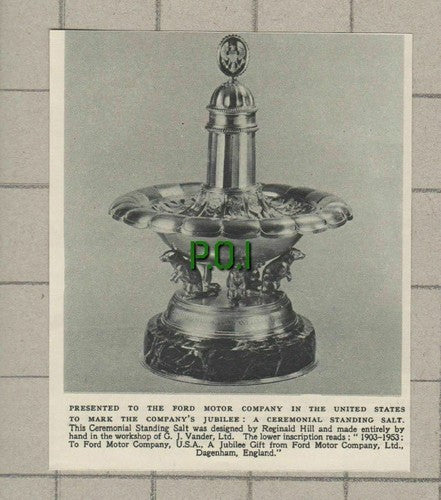 Ford Motor Company USA Jubilee Reginald Hill  GJ Vander Ltd - 1953 News Clipping