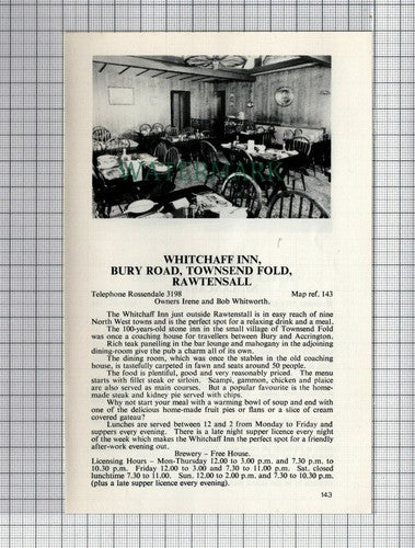 C7499) Whitchaff Inn Rawtensall  Whitewalls Hest Bank Harrington c.1970s Cutting