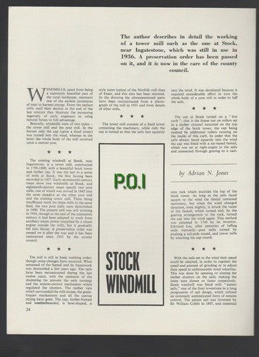 (5305) Stock Windmill Ingatestone Essex  - 1969 Article