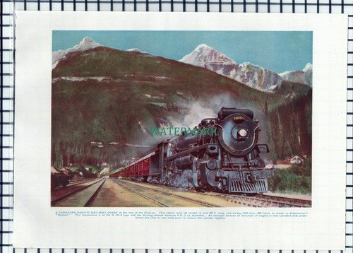 Canadian Pacific Railway Train Rockies  -1930s Print / Illustration