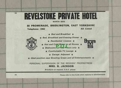 C2013) Bridlington Chatswood Hotel / Revelstoke Mrs B Jackson - 1973 Clip