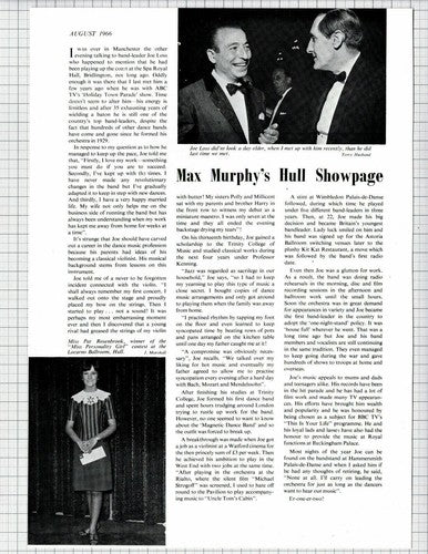 Joe Loss Band Leader  Hull -  1966 Article / Print