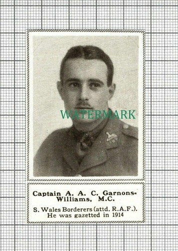 C2851) Captain A A C Garnons-Williams MC S Wales Borderers - 1918 Clip SMALL!!
