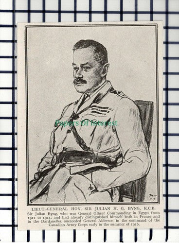 Lt Gen Sir Julian H G Byng  - c.1917 Small Cutting