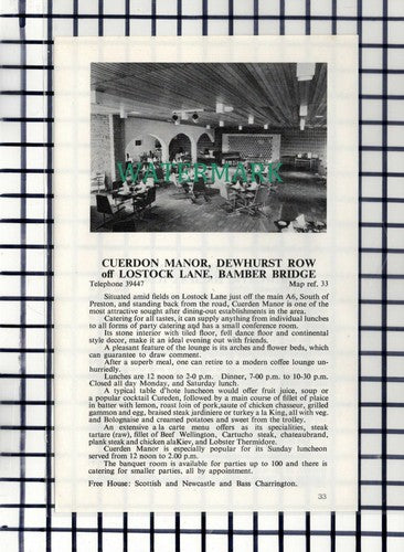 C6733) Cuerdon Manor Bamber Bridge / The Derby Rishworth Halifax - 1980s Cutting