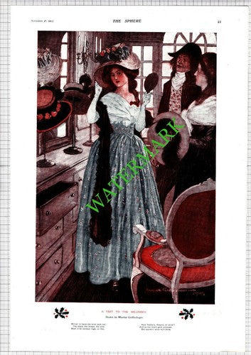 Maurice Greiffenhagen A Visit To The Milliner  Hat Shop - 1903 News Page / Print