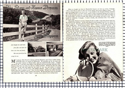 June Allyson Actress Dick Powell  - c.1955 Article