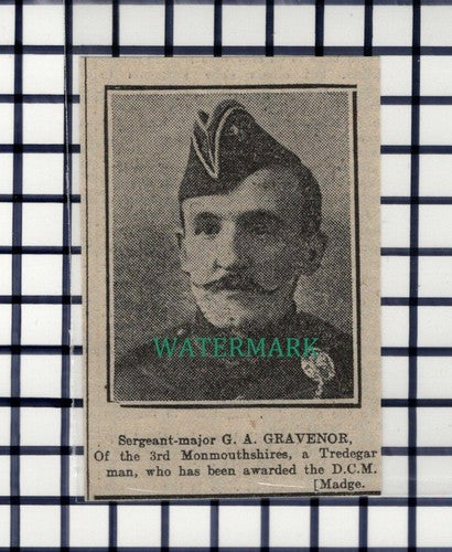 C7017) Sgt Major G A Gravenor 3rd Monmouthshire Tredegar World War One  - 1916