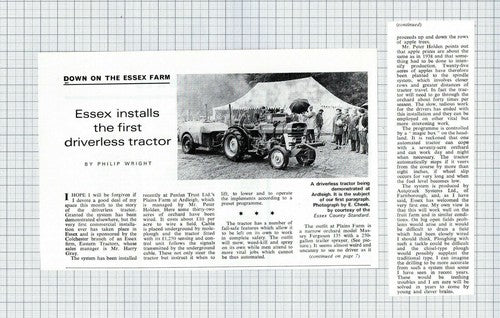 Plains Farm Ardleigh Essex Peter Holden Driverless Tractor - 1970 2-Pt Clipping