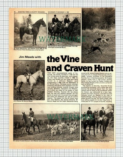 X1856) The Vine And Craven Hunt - 1980 Article