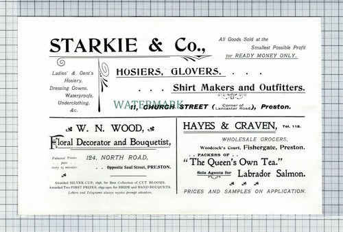 C7436) STARKIE & CO PRESTON  Hayes  & Craven Advert  - 1902 Cutting