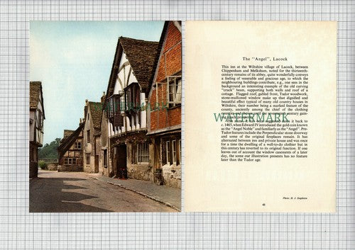 (7163) The Angel Lacock Wiltshire  - 1958 2-Page Cutting