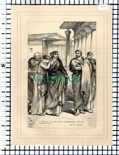 (7811) Coriolanus Voluminia Act IV   - c.1880 Shakespeare Book Print