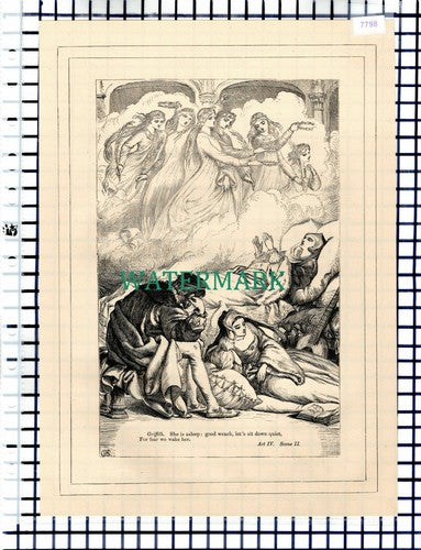 (7798) King Henry VIII Act IV Scene II Griffith - c.1880 Shakespeare Book Print