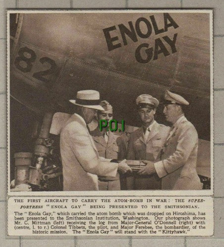 C718) ENOLA GAY Smithsonian Washington Mittman Ferebee Tibbets -1949