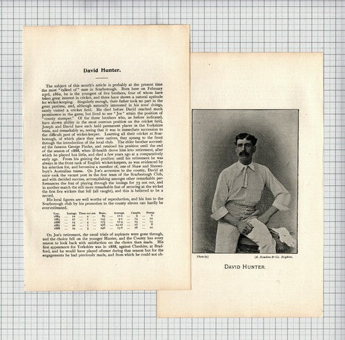 (6487) David Hunter Cricket Scarborough - 1901 Article