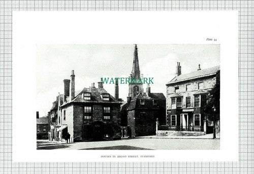 (6585) Broad St Stamford / Running Horses Mickleham Surrey Dbl/Sided Book Print