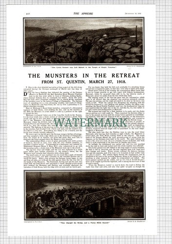 2nd Bn Royal Munster Fusiliers St Quentin World War One - 1918 Article