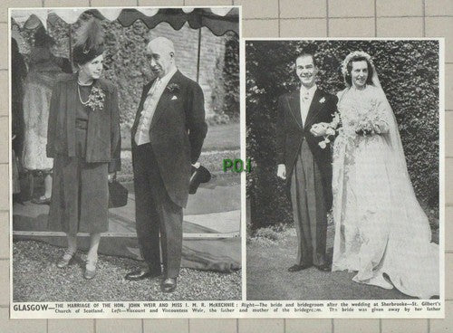 Hon John Weir Miss McKechnie Sherbrooke St Gilbert's Glasgow - 1950 Cutting